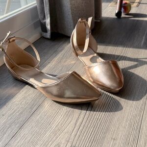 Elegant Rose Gold Women's Ankle Strap Flats